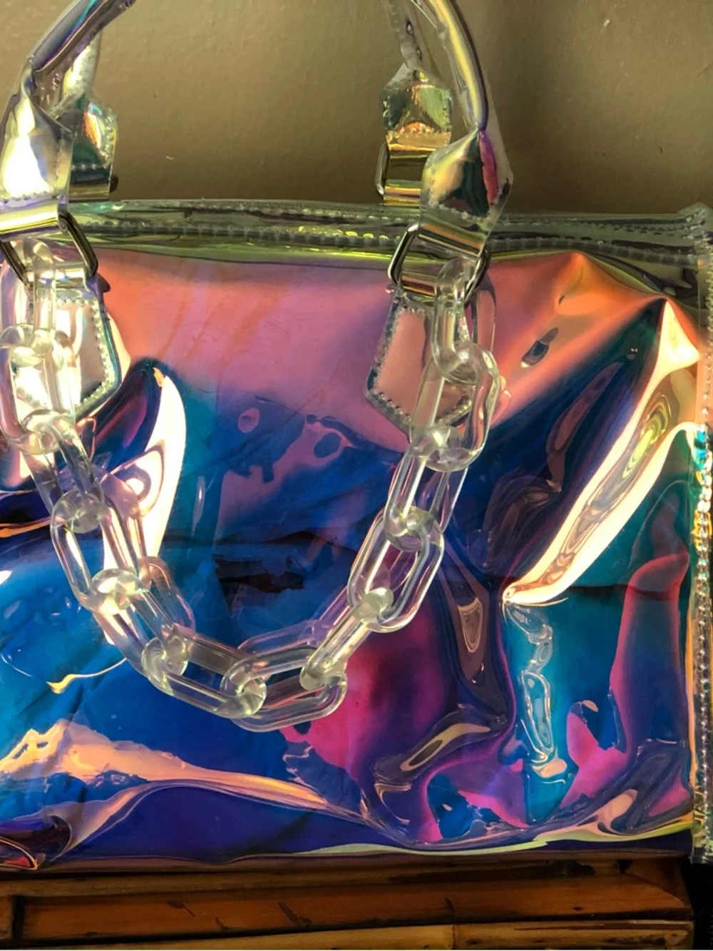 Iridescent Holographic Satchel - Multi-Color